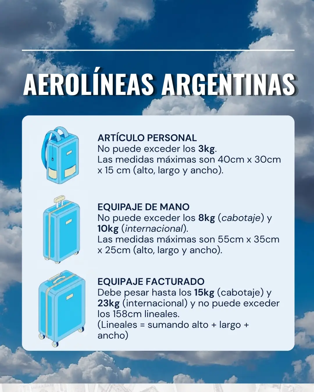 Equipaje permitido en Aerolíneas Argentinas